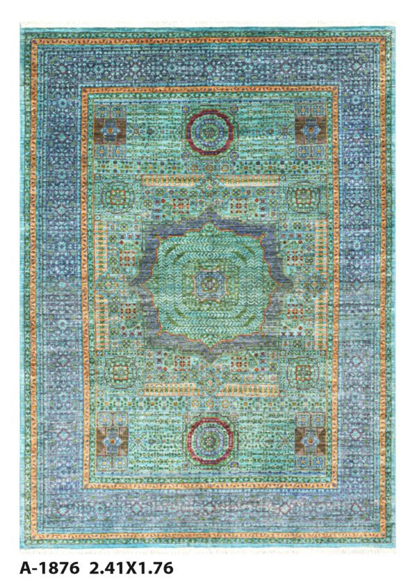 Mamluk Design Handwoven Wool Rug – 243 × 176 cm | 100% Natural Wool