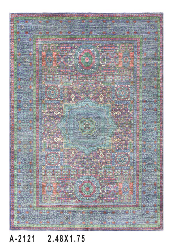 Mamluk Design Handwoven Wool Rug – 246 × 174 cm | 100% Natural Wool