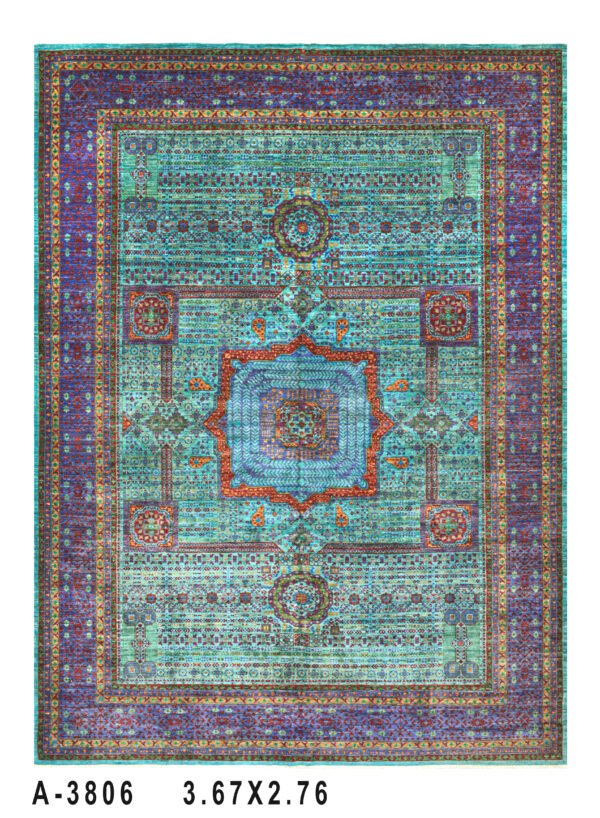 Mamluk Design Handwoven Wool Rug – 366 × 273 cm | 100% Natural Wool