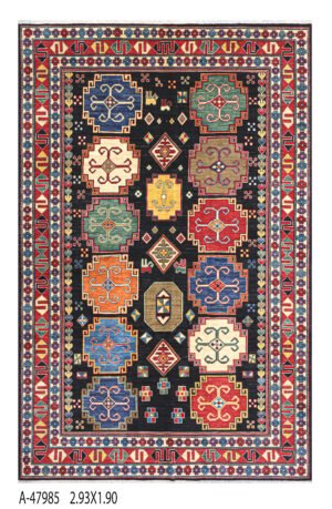 Medium Kazzak Design Handwoven Wool Rug – 294 × 193 cm | 100% Natural Wool