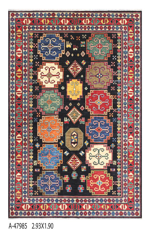 Medium Kazzak Design Handwoven Wool Rug – 294 × 193 cm | 100% Natural Wool