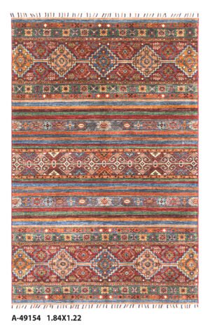 A-49154 1.84X1.22 KHURJIN El Dokuması Halı – %100 Yün – Doğal Kök Boya (Çob Renk) – 35x40 Kalite – 1.84 x 1.22 m