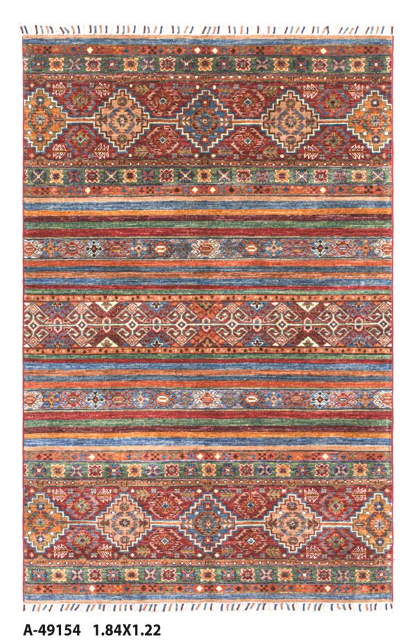 KHURJIN El Dokuması Halı – %100 Yün – Doğal Kök Boya (Çob Renk) – 35x40 Kalite – 1.84 x 1.22 m