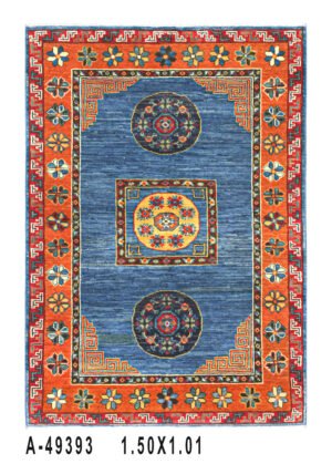 Medium Kazzak Design Handwoven Wool Rug – 148 × 100 cm | 100% Natural Wool