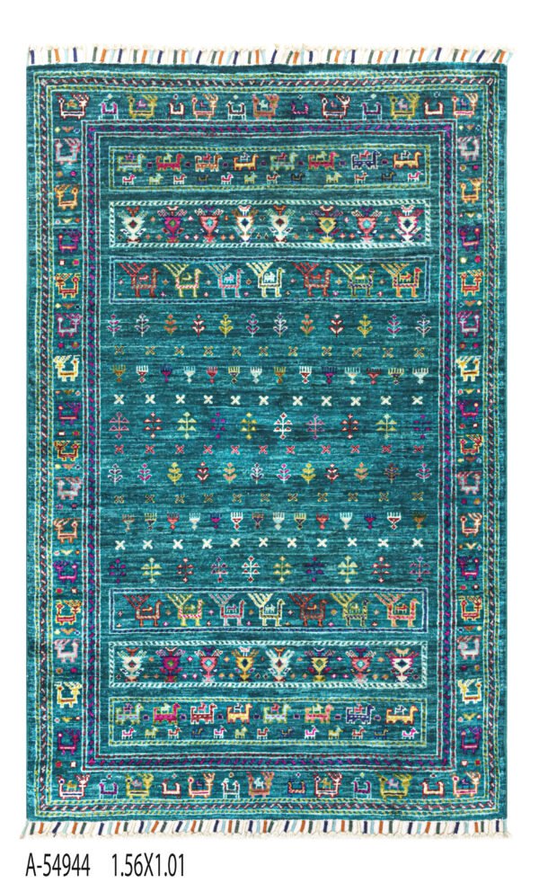 Buzak Handwoven Rug – 100% Handmade – Wool – Green Tones