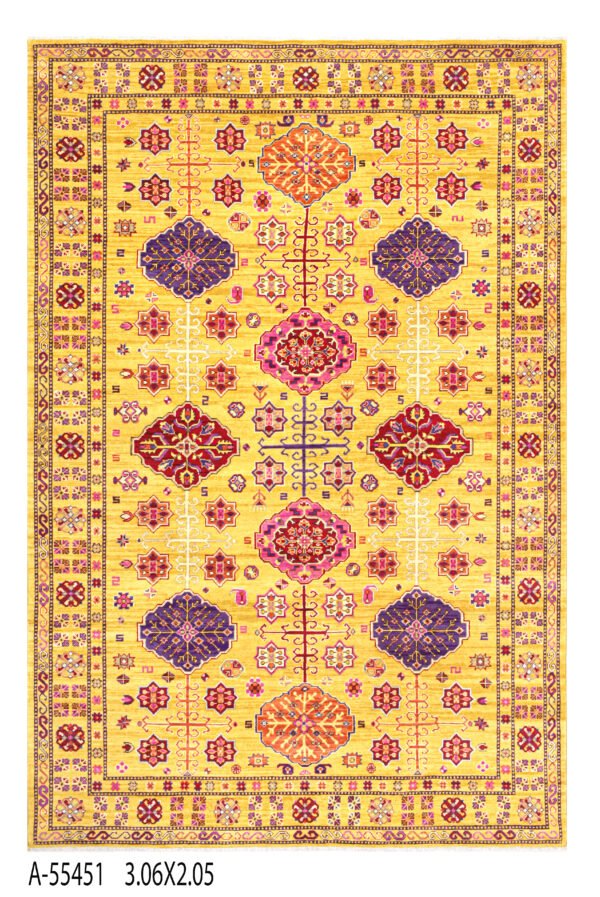 Medium Kazzak Design Handwoven Wool Rug – 305 × 205 cm | 100% Natural Wool
