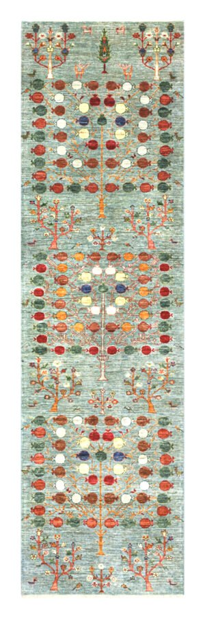 A-57826 3.05X0.82 Pomegranate Design Handwoven Wool Rug