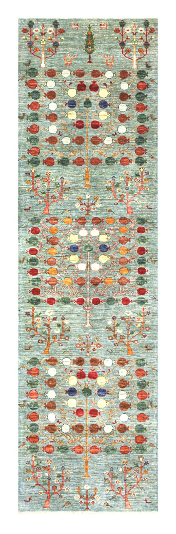 A-57826 3.05X0.82 Pomegranate Design Handwoven Wool Rug