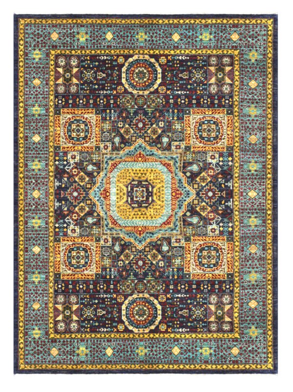 Mamluk Design Handwoven Wool Rug – 201 × 155 cm | 100% Natural Wool