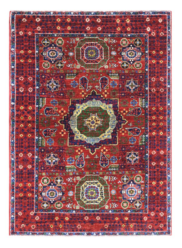 Mamluk Design Handwoven Wool Rug – 138 × 99 cm | 100% Natural Wool