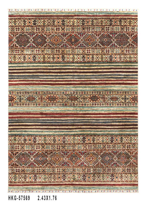 Khurjin Design Handwoven Wool Rug – 246 × 177 cm | 100% Natural Wool