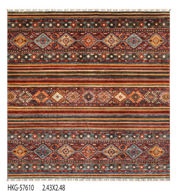 Khurjin Design Handwoven Wool Rug – 245 × 247 cm | 100% Natural Wool