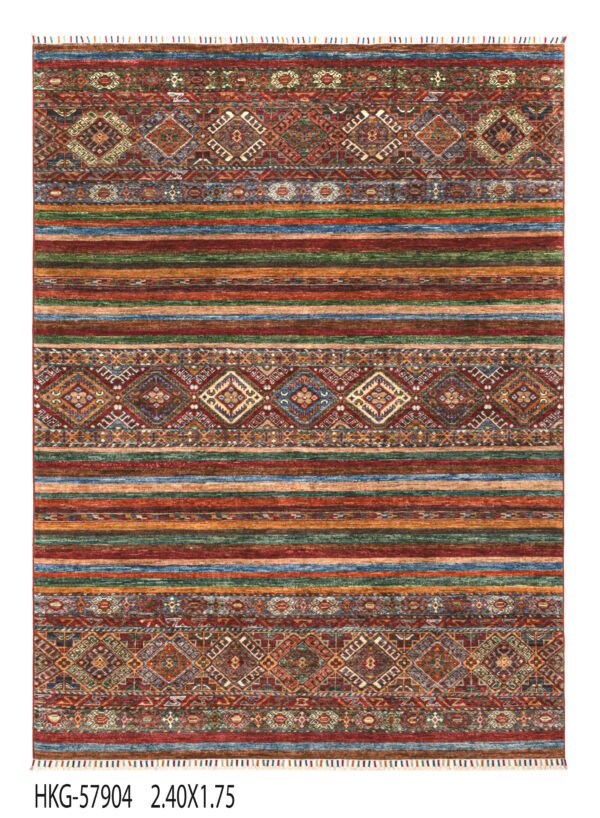 Khurjin Design Handwoven Wool Rug – 241 × 175 cm | 100% Natural Wool