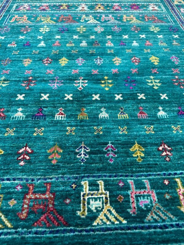 Buzak Handwoven Rug – 100% Handmade – Wool – Green Tones