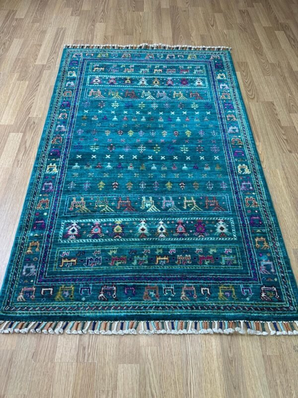 Buzak Handwoven Rug – 100% Handmade – Wool – Green Tones