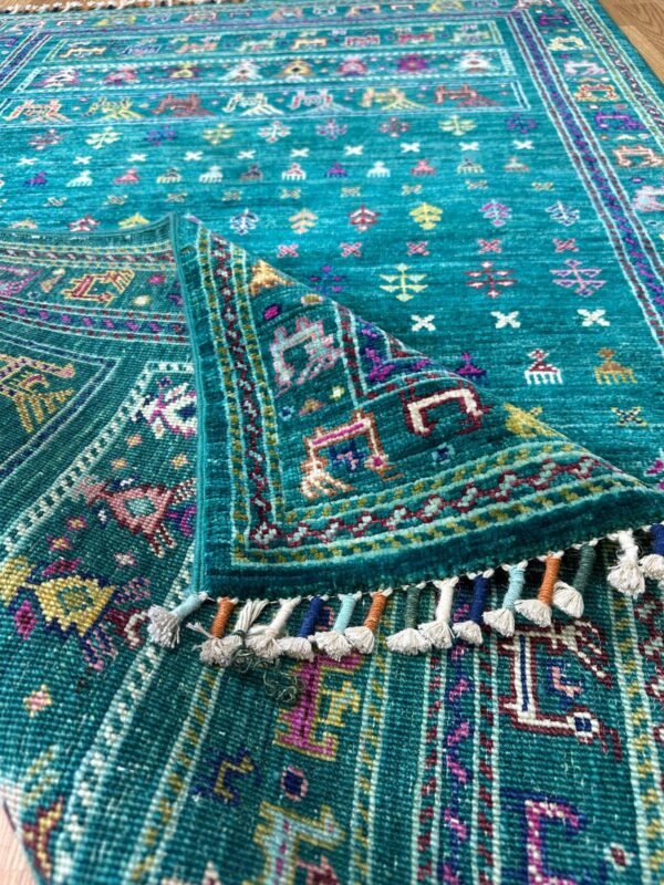 Buzak Handwoven Rug – 100% Handmade – Wool – Green Tones